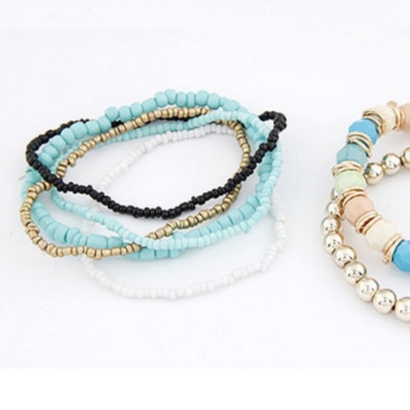 Pretty seven layer blue, gold beads - Picture 2 of 3